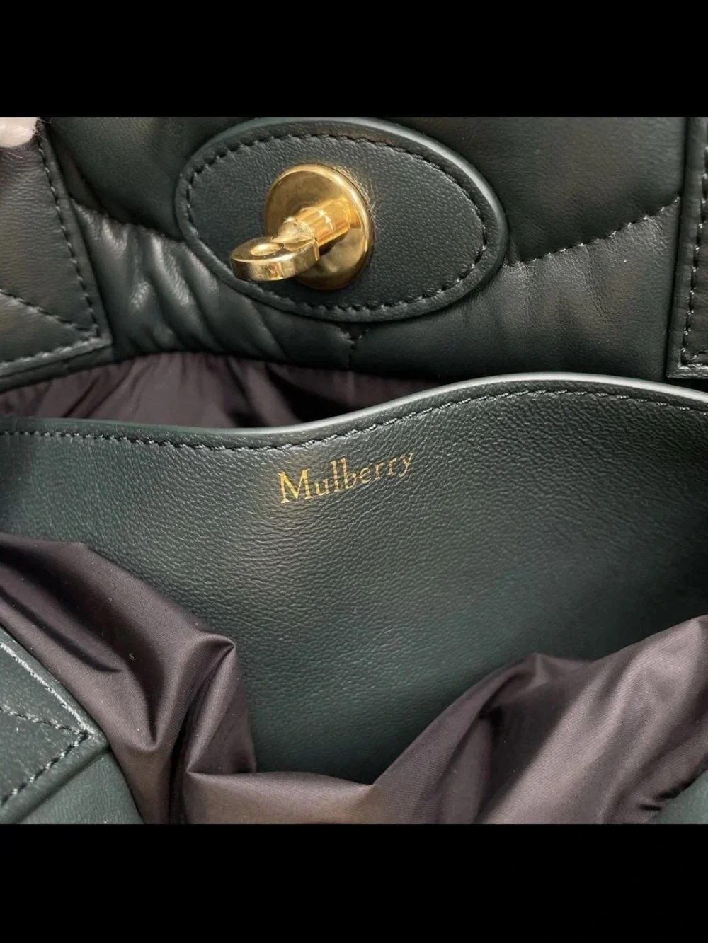 Mulberry Black Quilted Leather Tote with Gold Hardware